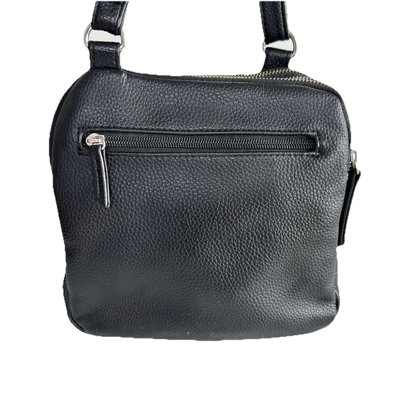 Roots Triple Zip Compartment Vegan Black Crossbody Shoulder Bag Purse Unisex - Picture 2 of 16